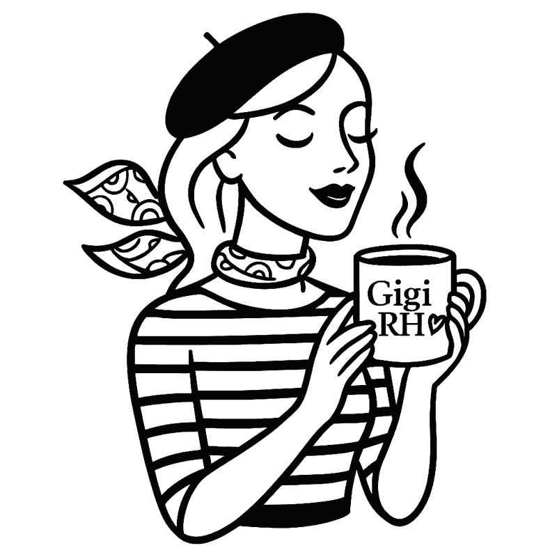 Illustration de Gigi, une pause café à la main